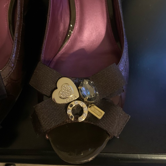 Coach Poppy Jaden Brown Patent Wedges Size 9.5 - Picture 6 of 7